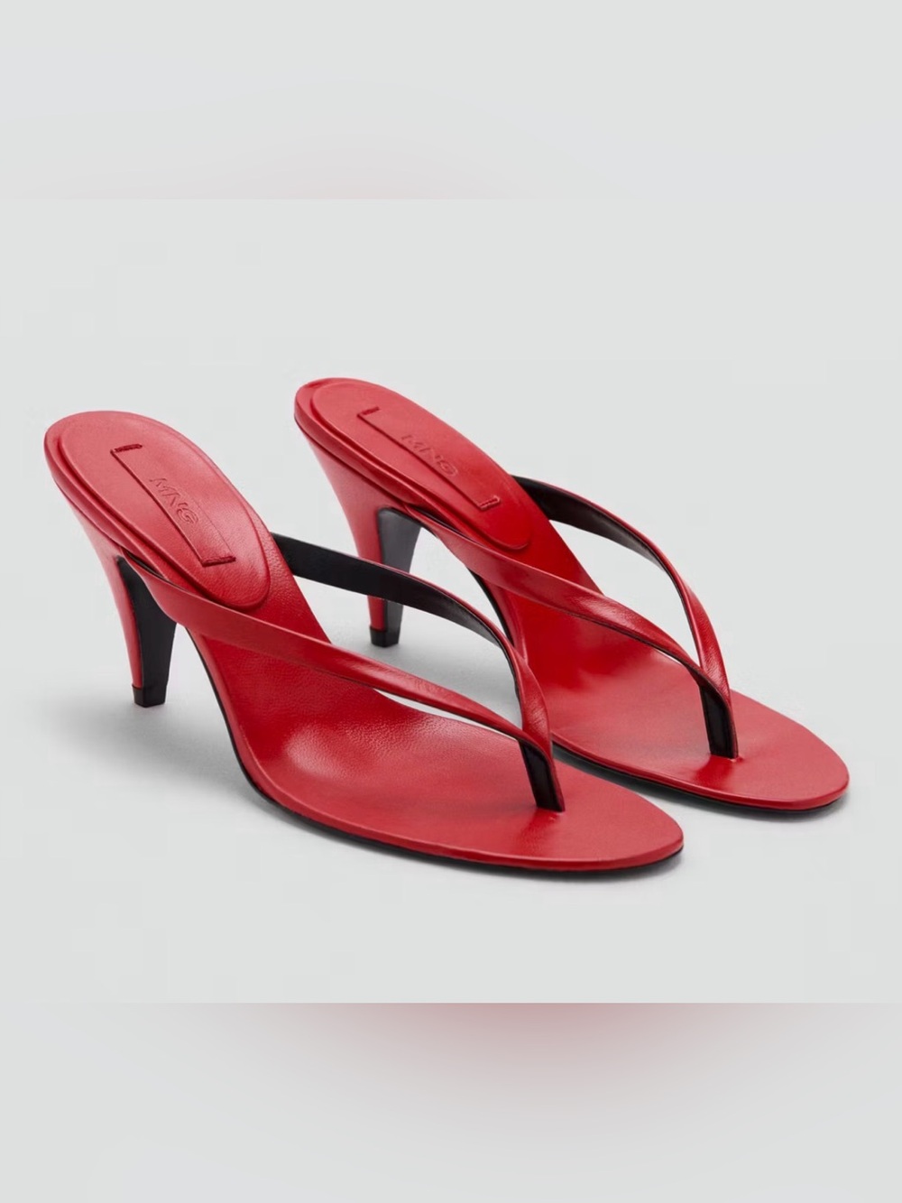 Mango Red Thong High-Heel Sandals